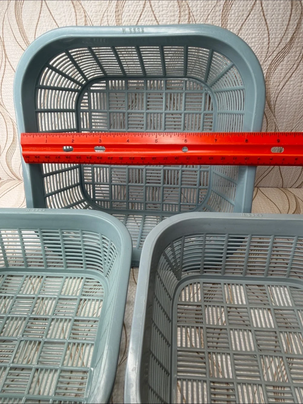 Vintage 4pc Made in Thailand Stackable Blue Plastic Footed Nesting Baskets